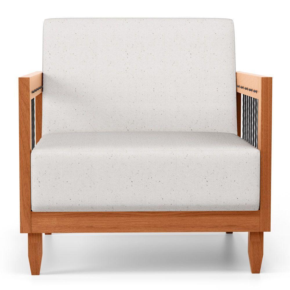 Kit 02 Poltronas Varanda Samoa Madeira Maciça Com Cordas Náutica Linho Natural - Desk Design - 6