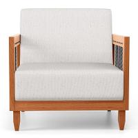 Kit 02 Poltronas Varanda Samoa Madeira Maciça Com Cordas Náutica Linho Natural - Desk Design - 6