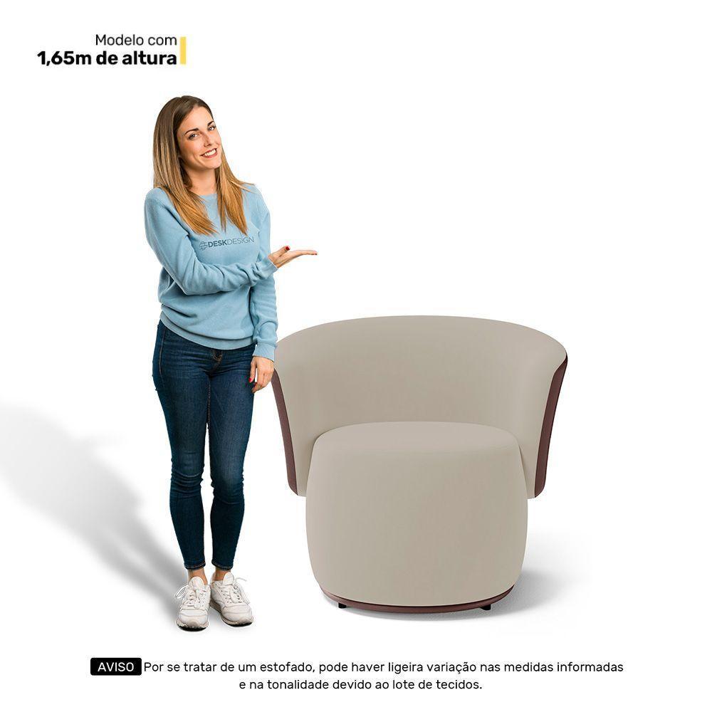 Kit 02 Poltronas Decorativas Aisha Orgânica Composê Sintético Marrom Com Suede Bege - Desk Design - 4