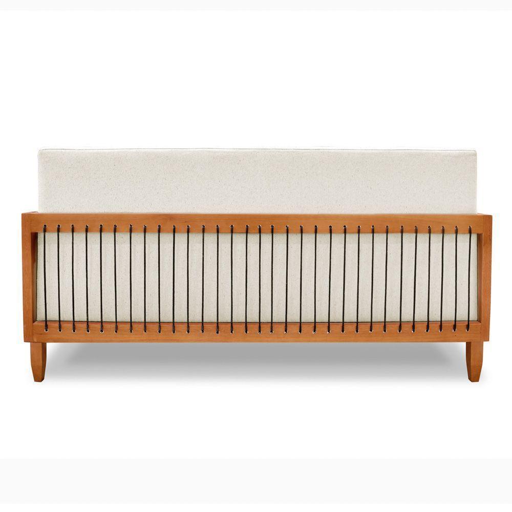 Kit Poltrona E Sofá Varanda Samoa Madeira Maciça Com Cordas Náutica Linho Natural - Desk Design - 10