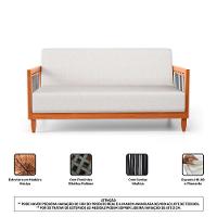 Kit Poltrona E Sofá Varanda Samoa Madeira Maciça Com Cordas Náutica Linho Natural - Desk Design