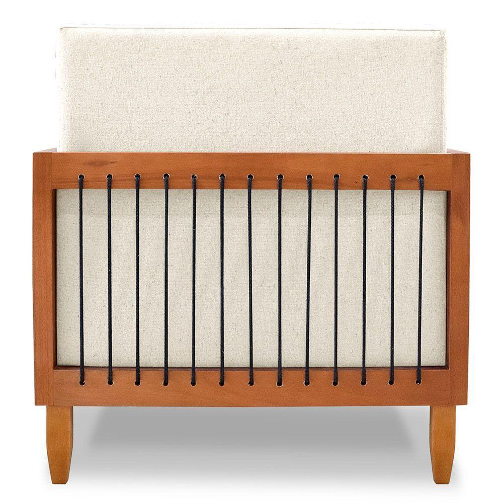 Kit 02 Poltronas E 01 Sofá Samoa Madeira Maciça Com Cordas Náutica Linho Natural - Desk Design - 8
