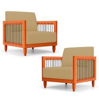 Kit 02 Poltronas Varanda Samoa Madeira Maciça Com Cordas Náutica Linho Dourado - Desk Design - 1