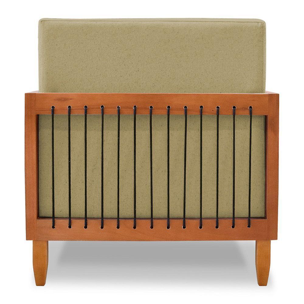 Kit 02 Poltronas E 01 Sofá Samoa Madeira Maciça Com Cordas Náutica Linho Dourado - Desk Design - 4