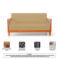 Kit 02 Poltronas E 01 Sofá Samoa Madeira Maciça Com Cordas Náutica Linho Dourado - Desk Design - 5