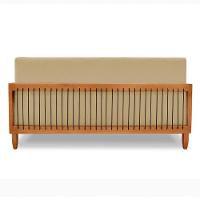 Sofá Varanda Samoa Madeira Maciça 02 Lugares Com Cordas Náutica Linho Dourado - Desk Design - 3