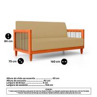 Sofá Varanda Samoa Madeira Maciça 02 Lugares Com Cordas Náutica Linho Dourado - Desk Design - 5