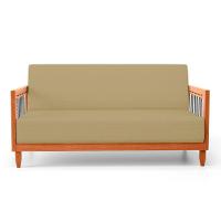 Sofá Varanda Samoa Madeira Maciça 02 Lugares Com Cordas Náutica Linho Dourado - Desk Design - 9