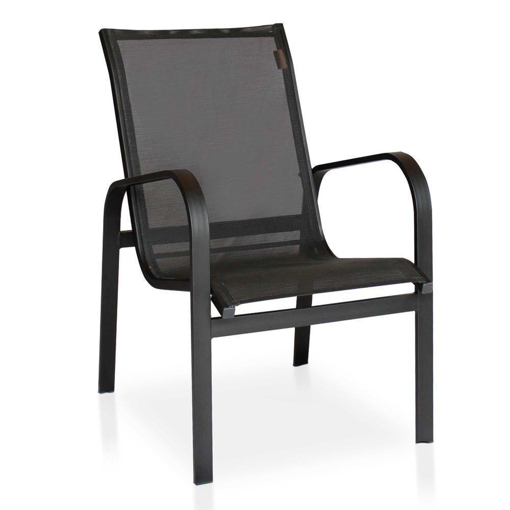 Conjunto 1 Mesa + 4 Cadeiras Em Alumínio + 1 Ombrelone Preto De 2 Metros Para área Externa - 3