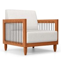 Poltrona Decorativa Varanda Samoa Madeira Maciça Com Cordas Náutica Linho Natural - Desk Design - 1