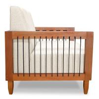 Poltrona Decorativa Varanda Samoa Madeira Maciça Com Cordas Náutica Linho Natural - Desk Design - 5