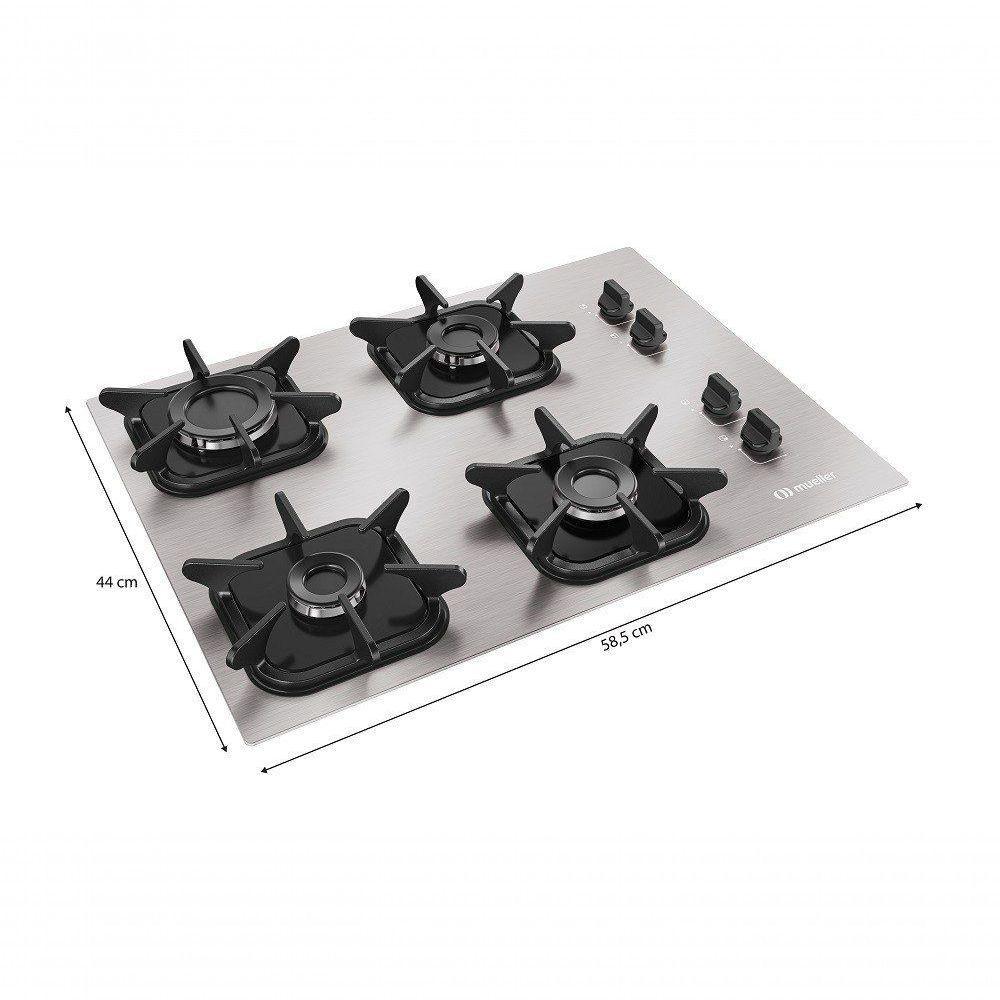 Cooktop Mueller 4 Bocas De Alumínio Com Queimador Ultra Chama Mcg4bk Bivolt - 5