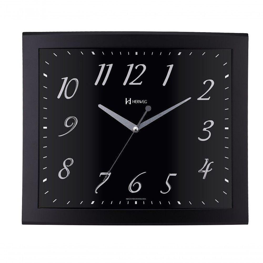 Relógio De Parede Retangular Preto Fosco Herweg 6907 único - 1