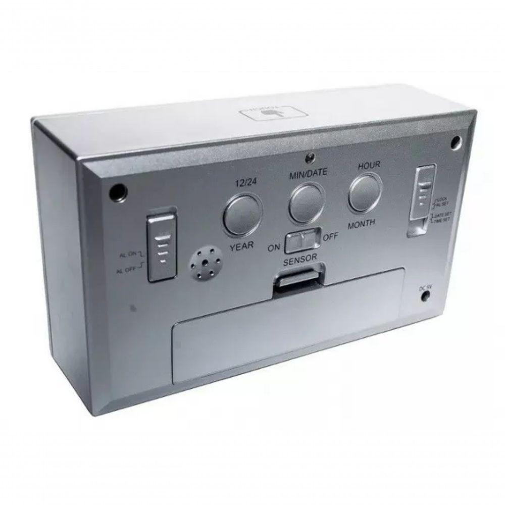 Despertador Digital Prata Metálico Herweg 2972 único - 2