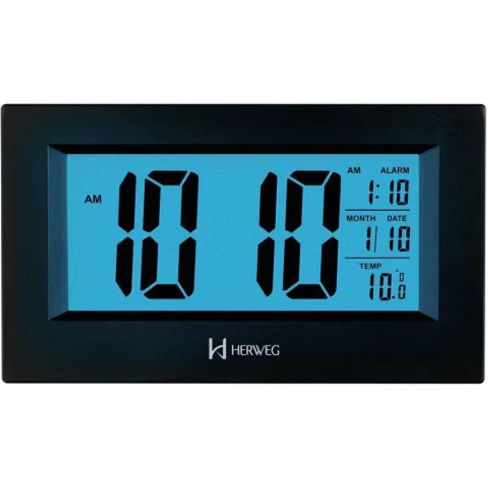Despertador Digital Preto Herweg 2972 único - 1