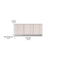 Armário Aéreo P- Cozinha Andreia 120cm C- 3 Portas Marrom