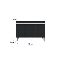 Balcão Gabinete Manu 120cm 3 Portas S-tampo Preto - 2