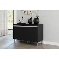 Balcão Gabinete Manu 120cm 3 Portas S-tampo Preto