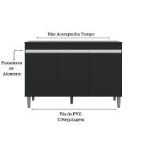 Balcão Gabinete Manu 120cm 3 Portas S-tampo Preto