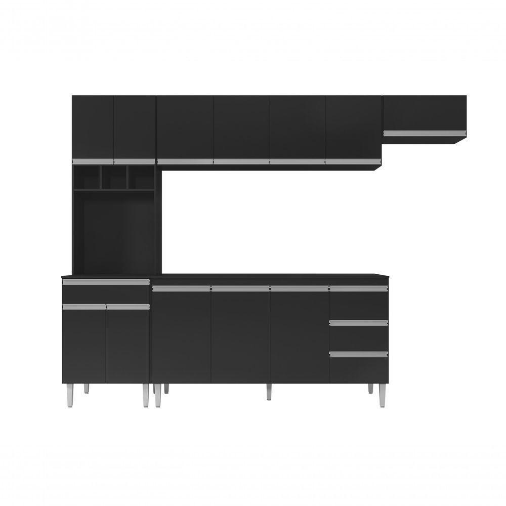 Cozinha Completa Modulada Andreia 5 Peças 280cm Preto - 1