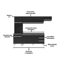 Cozinha Completa Modulada Andreia 5 Peças 280cm Preto