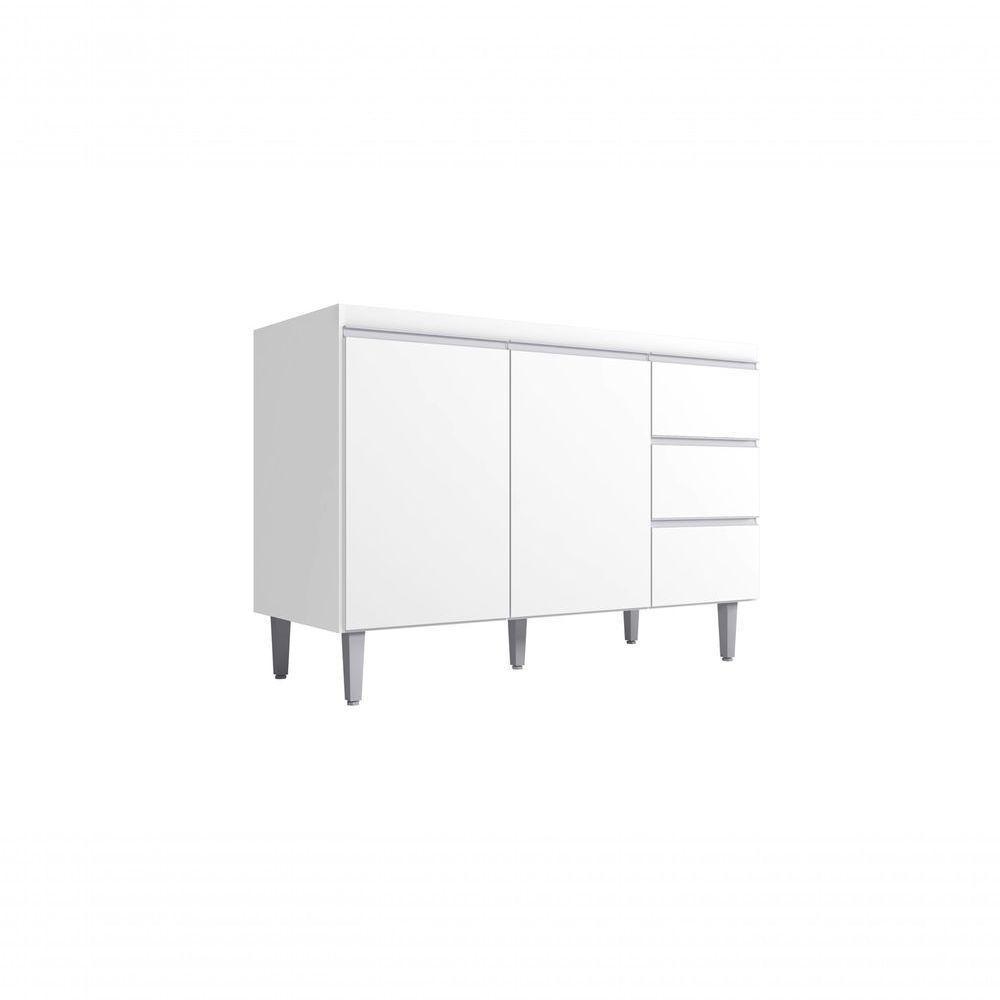 Balcão Gabinete Para Pia Andreia Sem Tampo 120cm 2 Portas 3 Gavetas Branco - 1