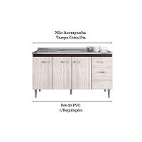 Balcão Gabinete Para Pia Gabriela Sem Tampo 150cm 4 Portas 1 Gaveta Marrom - 4