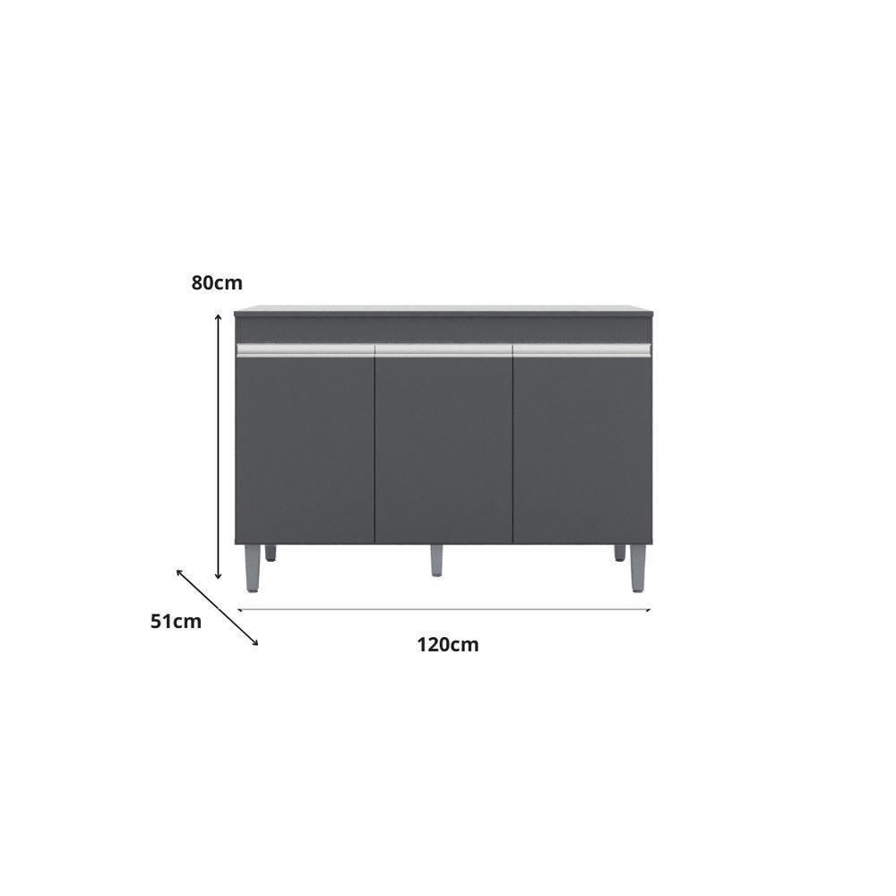 Balcão Gabinete Manu 120 Cm S-tampo E Armário Aéreo Andreia 120cm Cinza - 3