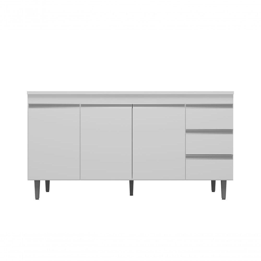 Balcão Gabinete Para Pia Andreia Sem Tampo 150cm 3 Portas 3 Gavetas Branco - 5