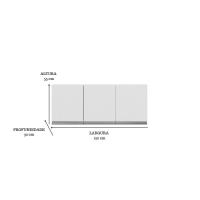 Armário Aéreo P- Cozinha Andreia 120cm C- 3 Portas Branco