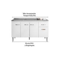 Balcão Gabinete Para Pia Gabriela Sem Tampo 150cm 4 Portas 1 Gaveta Branco - 2