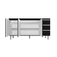 Balcão Gabinete Para Pia Andreia Sem Tampo 150cm 3 Portas 3 Gavetas Preto - 5