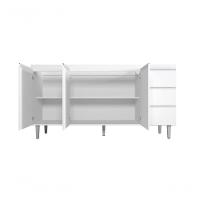 Balcão Gabinete Para Pia Andreia Com Tampo 160cm 3 Portas 3 Gavetas Branco - 3
