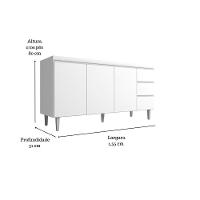 Balcão Gabinete Para Pia Andreia Com Tampo 160cm 3 Portas 3 Gavetas Branco