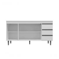 Balcão Gabinete Para Pia Andreia Com Tampo 160cm 3 Portas 3 Gavetas Branco - 5