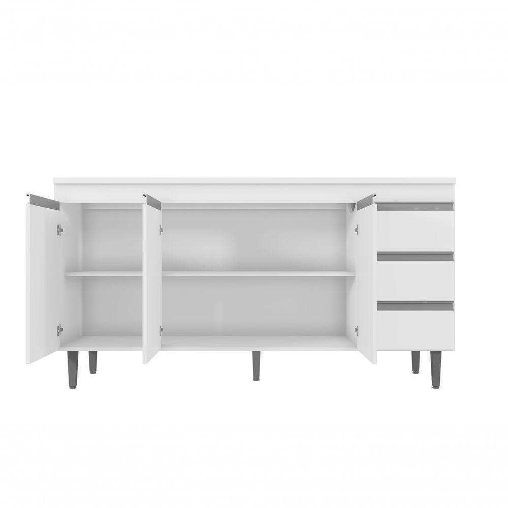 Balcão Gabinete Para Pia Andreia Sem Tampo 150cm 3 Portas 3 Gavetas Branco - 5