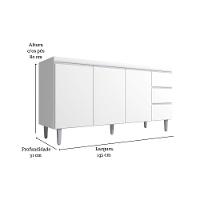 Balcão Gabinete Para Pia Andreia Sem Tampo 150cm 3 Portas 3 Gavetas Branco - 3