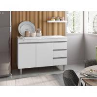 Balcão Gabinete Para Pia Andreia Sem Tampo 120cm 2 Portas 3 Gavetas Branco - 3