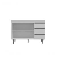 Balcão Gabinete Para Pia Andreia Sem Tampo 120cm 2 Portas 3 Gavetas Branco - 6
