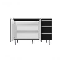 Balcão Gabinete Para Pia Andreia Sem Tampo 120cm 2 Portas 3 Gavetas Preto - 6