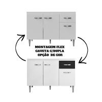 Balcão Gabinete Para Pia Gabriela Sem Tampo 120cm 3 Portas 1 Gaveta Branco - 5