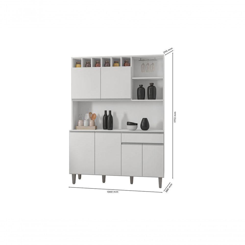 Kit Cozinha Compacta Alice 130cm C-6 Portas 1 Gaveta Branco - 5