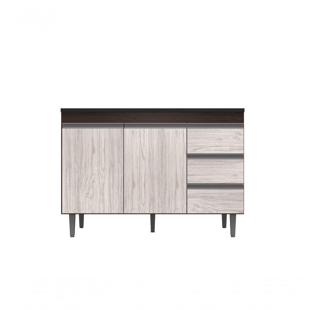 Balcão Gabinete Para Pia Andreia Sem Tampo 120cm 2 Portas 3 Gavetas Marrom - 5