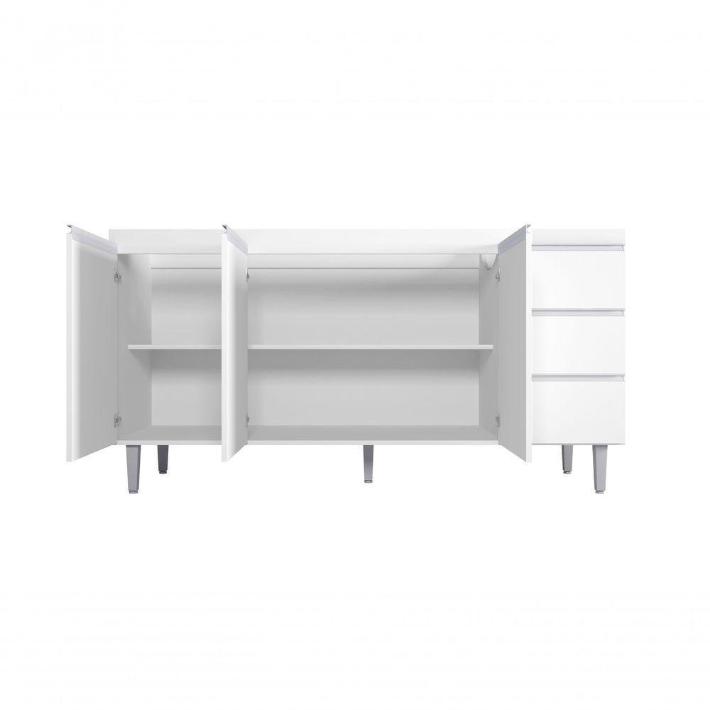 Balcão Gabinete Para Pia Andreia Com Tampo 160cm 3 Portas 3 Gavetas Branco - 3
