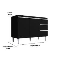 Kit Balcão Gabinete Para Pia Andreia 100cm C- Balcão Cooktop 4 Ou 5 Bocas Preto - 5