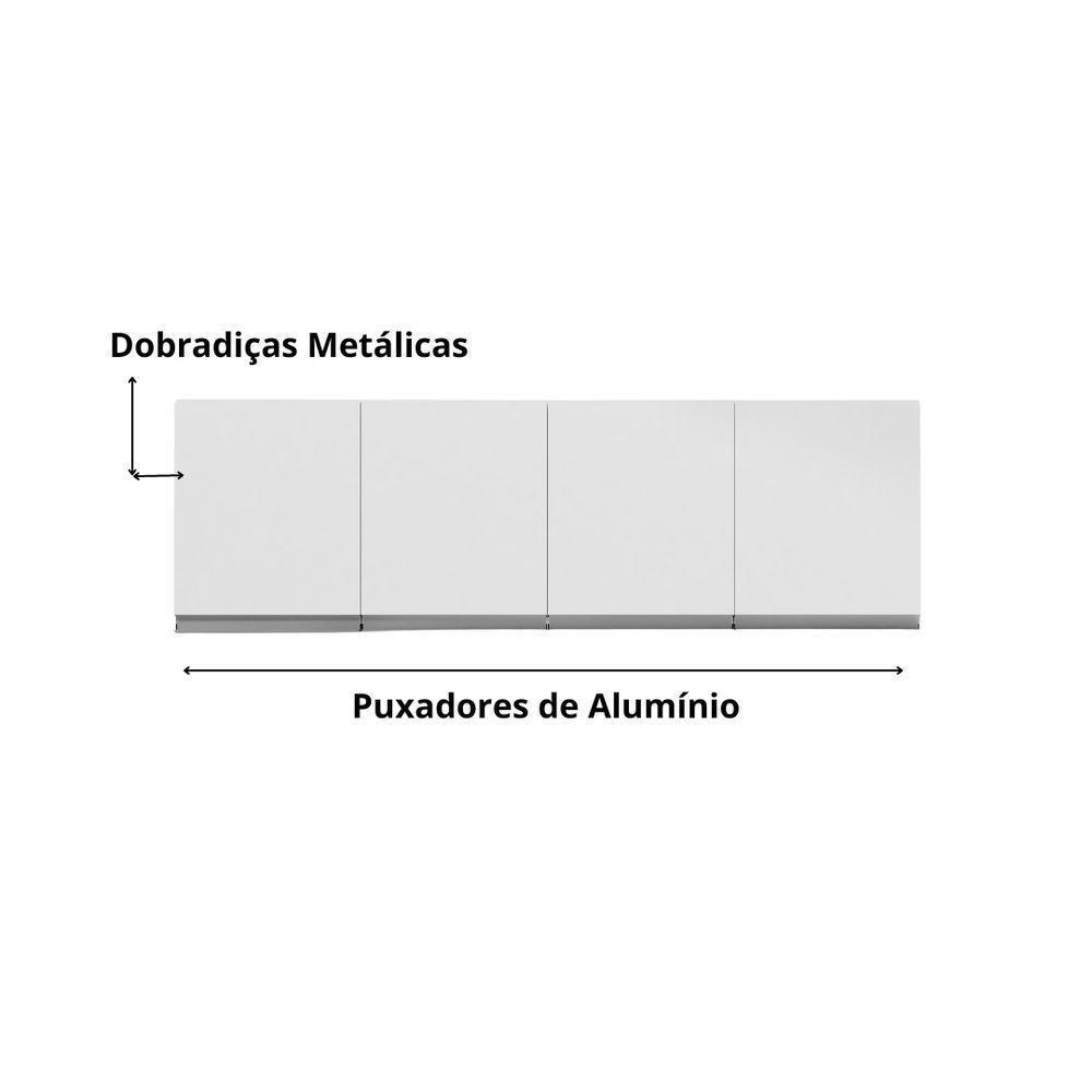 Armário Aéreo P- Cozinha Andreia 160cm C- 4 Portas Branco - 4