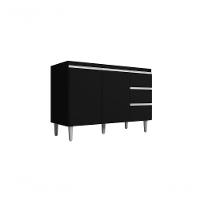 Balcão Gabinete Para Pia Andreia Sem Tampo 120cm 2 Portas 3 Gavetas Preto - 1