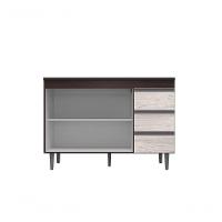 Balcão Gabinete Para Pia Andreia Sem Tampo 120cm 2 Portas 3 Gavetas Marrom