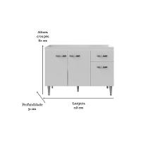 Balcão Gabinete Para Pia Gabriela Sem Tampo 120cm 3 Portas 1 Gaveta Branco - 3