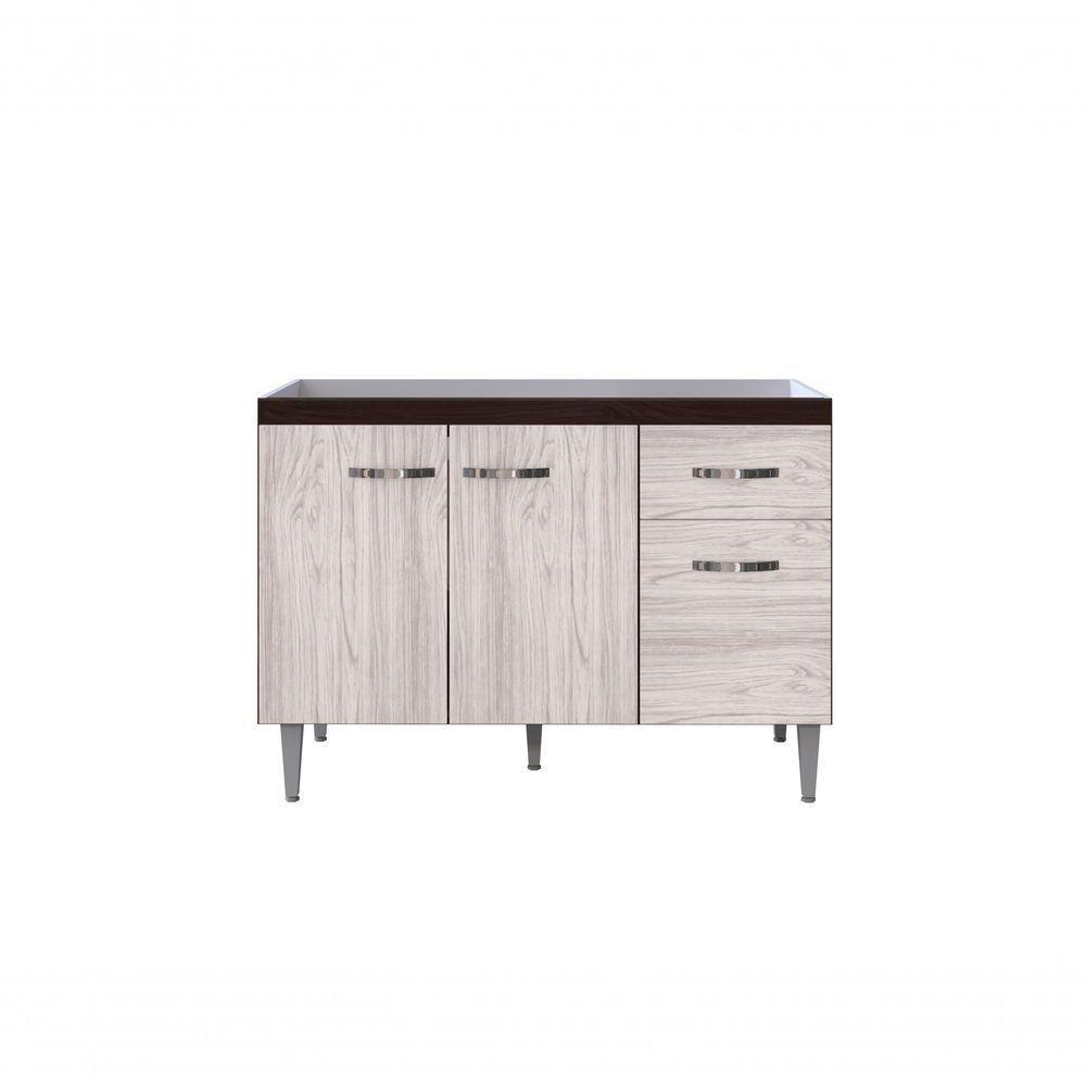 Balcão Gabinete Para Pia Gabriela Sem Tampo 120cm 3 Portas 1 Gaveta Marrom - 1